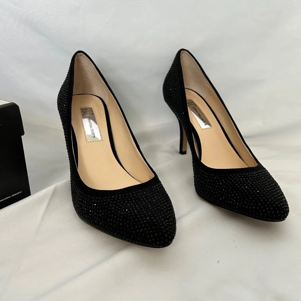 INC International Concepts Black‎ Embellished Pointed Toe Pumps, Size 6M - Picture 8 of 8